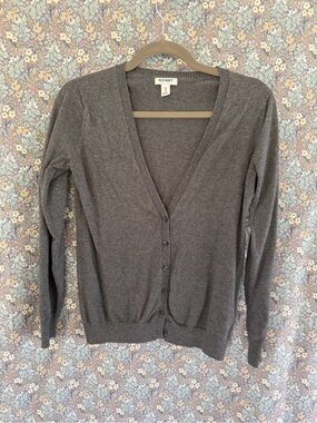 Old Navy Women's Charcoal Button-Front V-Neck Cardigan